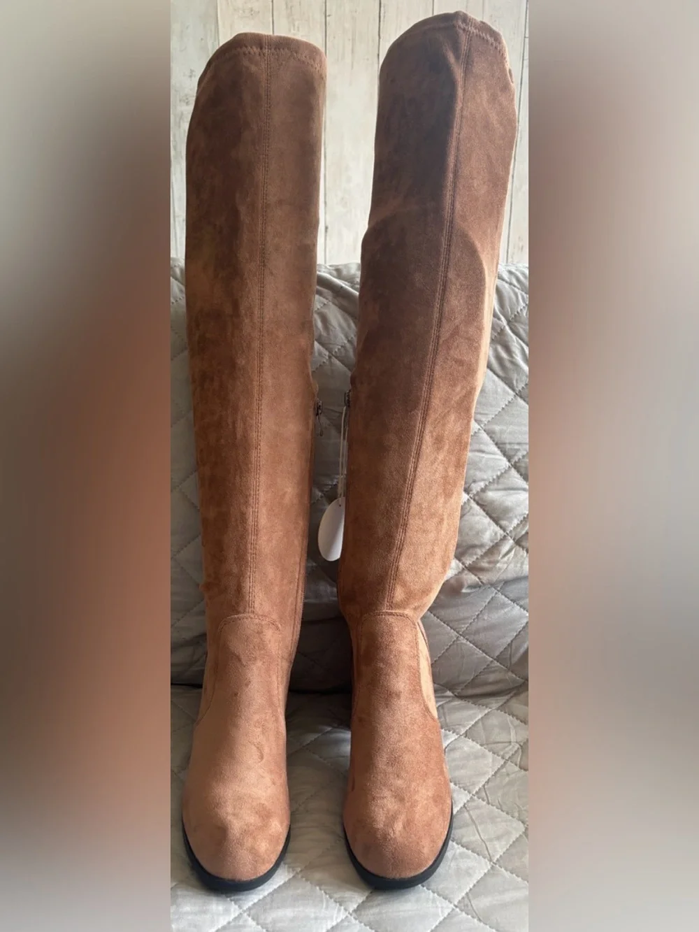 Over-The-Knee Block Heel Boots in Camel